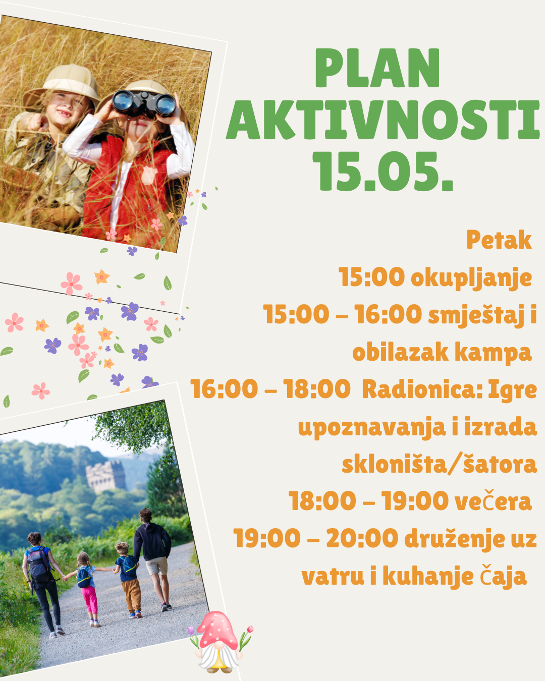 Koji je plan aktivnosti 15.05.? 
