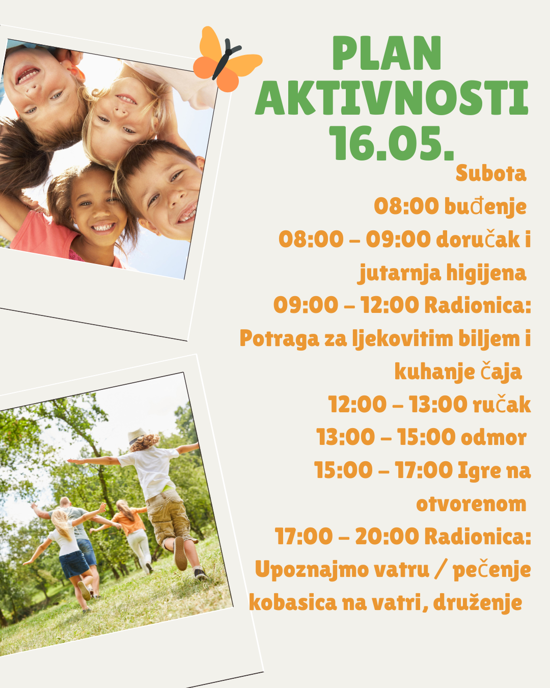 Koji je plan aktivnosti 16.05.? 